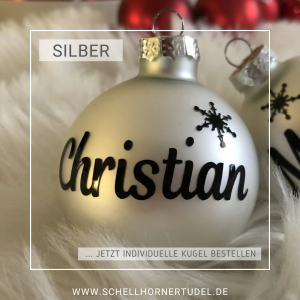 Personalisierte Weihnachtskugel mit Namen – Glas – versch. Farben – Ø 6 cm