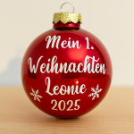 Personalisierte Weihnachtskugel "mein 1. Weihnachten" & Name aus Glas
