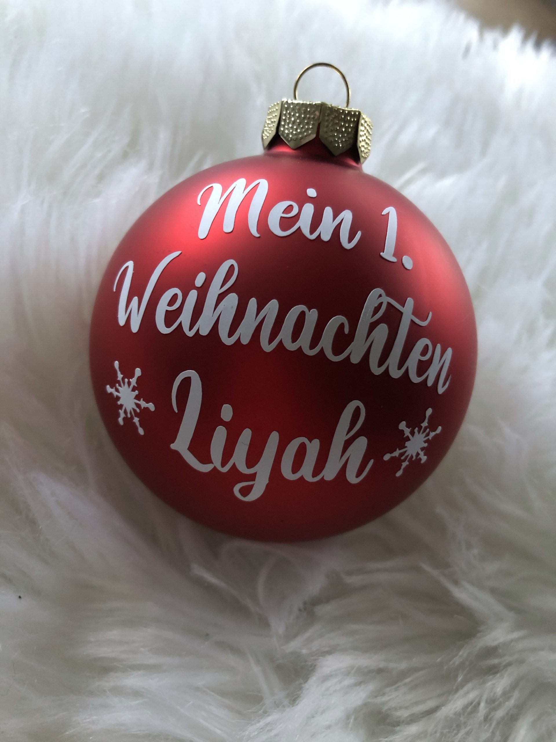 Personalisierte Weihnachtskugel "mein 1. Weihnachten" & Name aus Glas – Bild 5