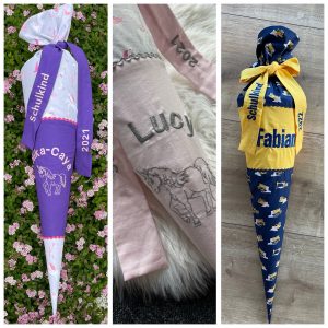 Personalisierte Schultüte 70cm mit verschiedenen Motiven, optional mit Kissen