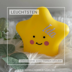 Leuchtstern Gelb mit Namen LED Stern personalisiert Geschenk zur Geburt * Weihnachten / Nachtlicht